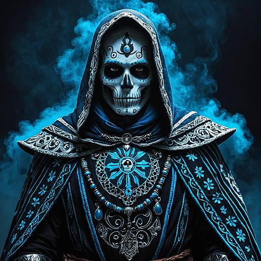 La Catrina Inspired Male Sorcerer in Intricate Robes