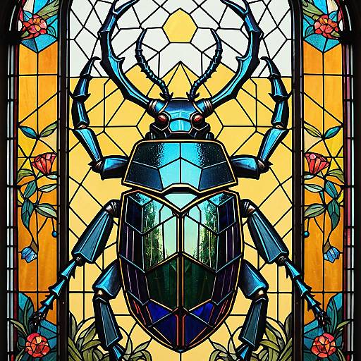 Regal Hexagonal Ghibli Stag Beetle Window