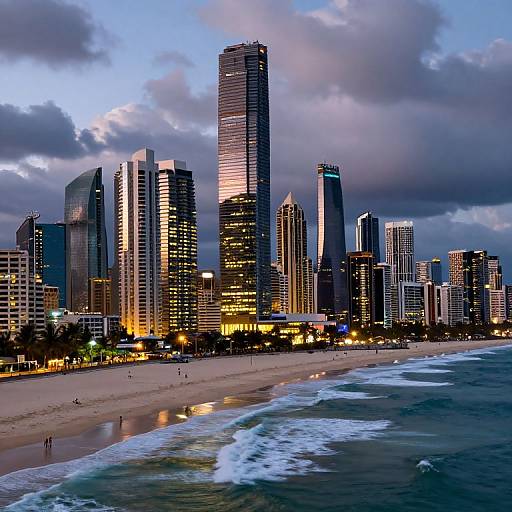 3D Surfers Paradise Cityscape at Dusk