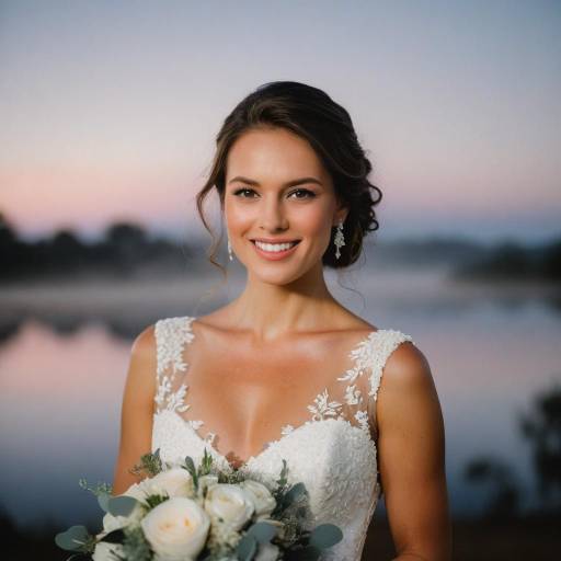 Smiling Bride at Sunset