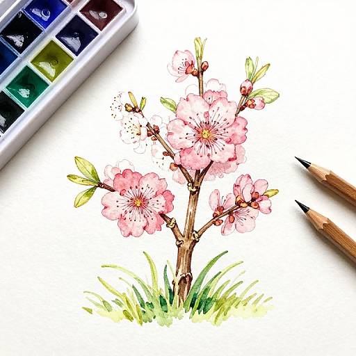 Spring Vibes Ink and Pencil Sketch