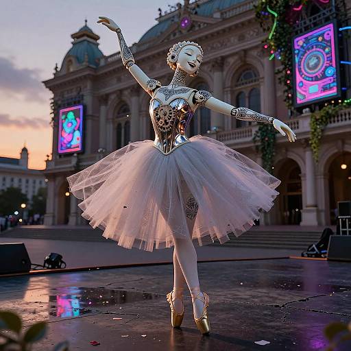 Masked Porcelain Marionette Ballerina at Dusk