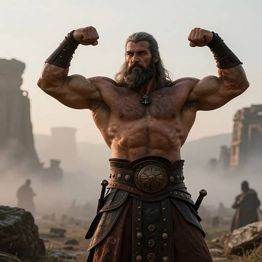 Muscular Warrior in Ancient Armor