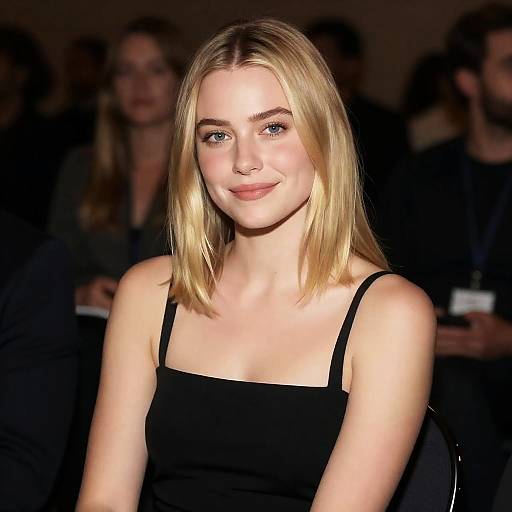 Blonde Woman in Black Dress Indoors