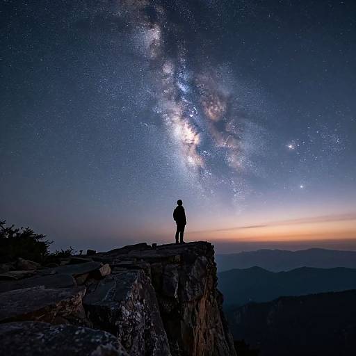 Silhouetted Figure Under Milky Way