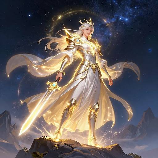 Celestial Warrior on Mountain Peak