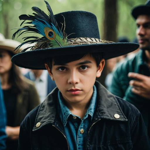 Boy in Black Feathered Hat at Bayou-Themed Party