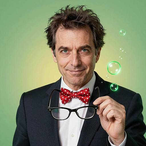 Whimsical Portrait of a Bow-Tied Man