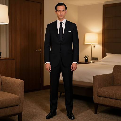 Elegant Man in Mid-Century Hotel Portrait