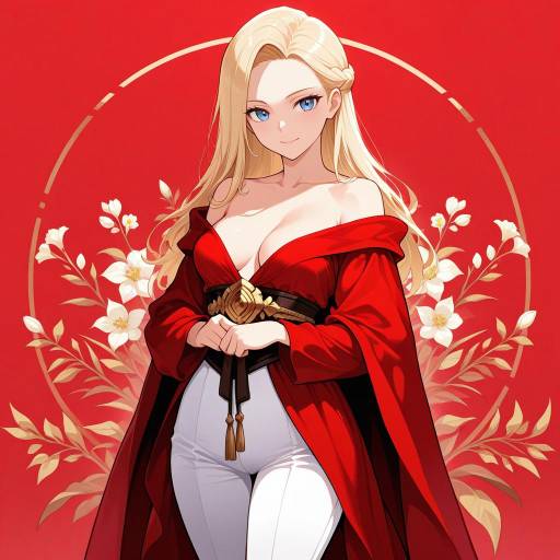 Confident Cowgirl with Rich Red Cape Confident Cowgirl with Rich Red Cape