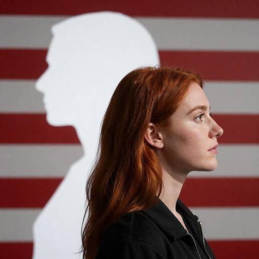 Red-Haired Woman in Profile with Silhouette