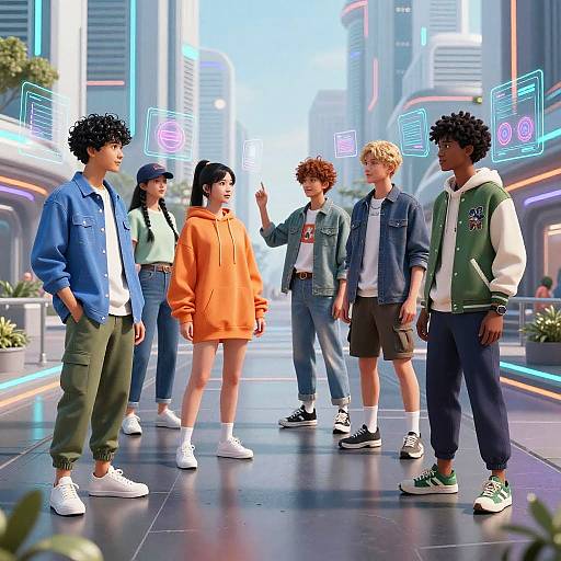 Futuristic AI Clothes Swap Scene