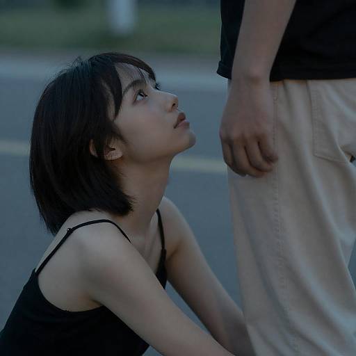 Moody Cinematic Portrait: Woman Looks Up