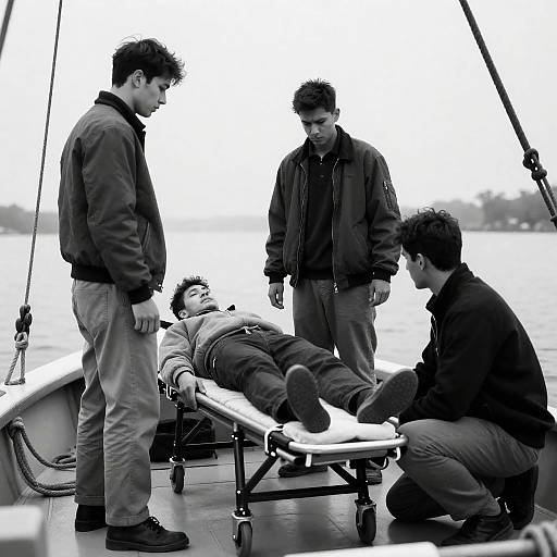Dramatic Black and White Boat Scene