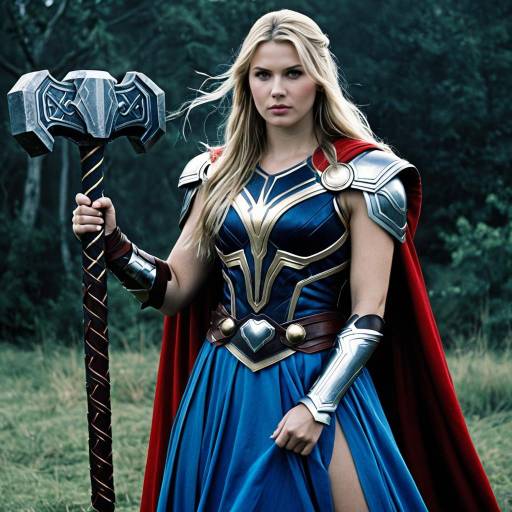 Realistic Blonde Warrior with Hammer