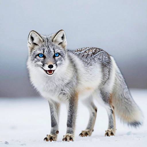 Arctic Fox with Icy Blue Eyes in Snow