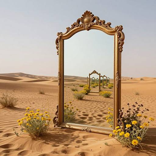 Endless Mirrors in Golden Desert
