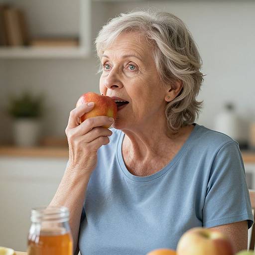 Senior Woman Eating Apple for Nutrition