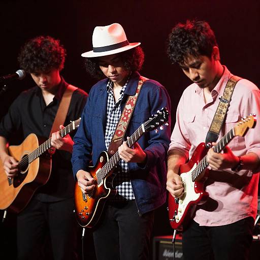 Dynamic Trio of Musicians on Stage