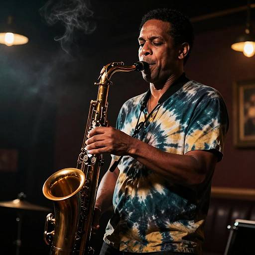 Veteran Jazz Saxophonist in Smoky Club
