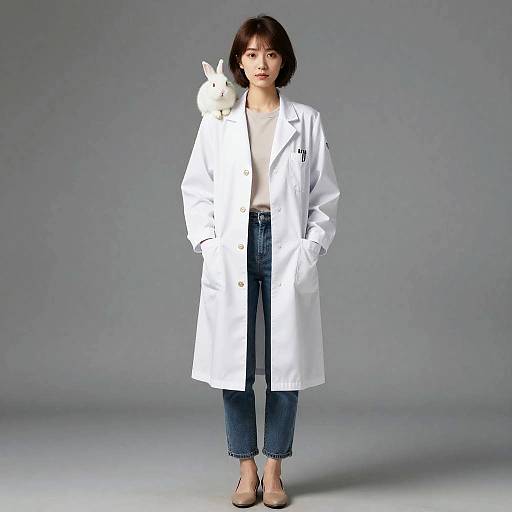 Young Woman with Albino Rabbit