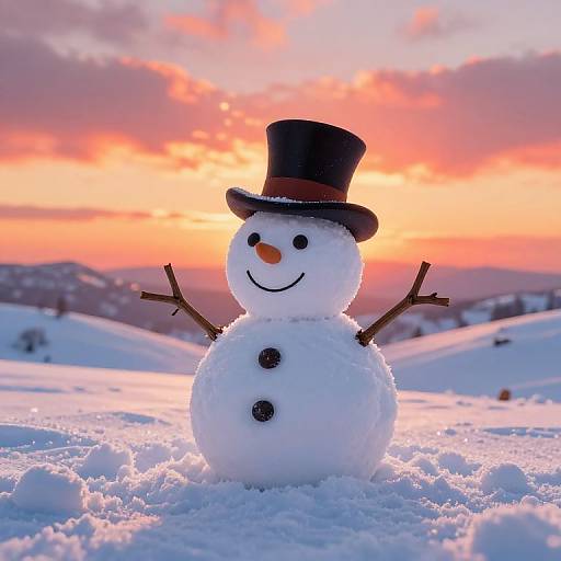 Cheerful Snowman at Sunset Hills