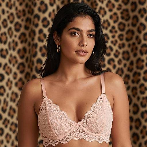 Elegant Woman Against Leopard Print Background