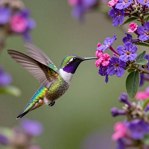 Realistic Hummingbirds on Vibrant Flowers