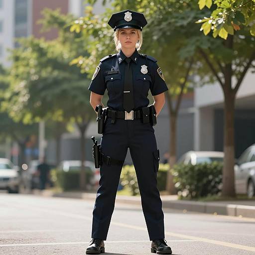 Blonde Police Officer in Urban Setting