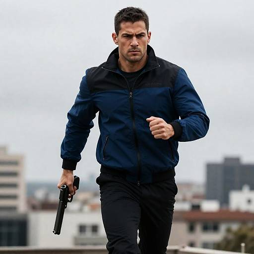 Dramatic Urban Warrior in Motion