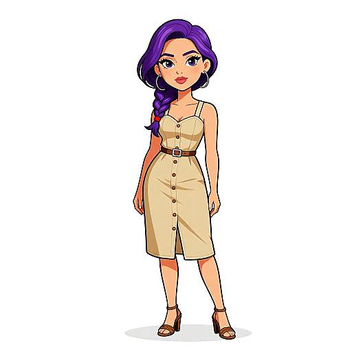 Casual Summer Woman in Khaki Sundress