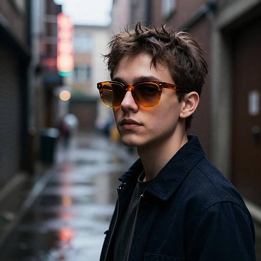 Nonbinary Street Artist in Neon Alley