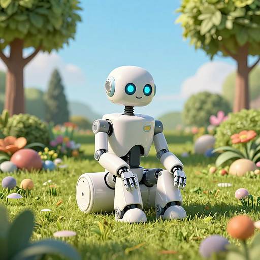 Bezier Curve Robot in Retro Garden