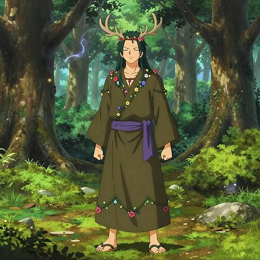 Serene Forest Druid in Anime Style