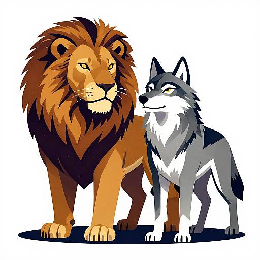 Symbolic Lion and Wolf Illustration
