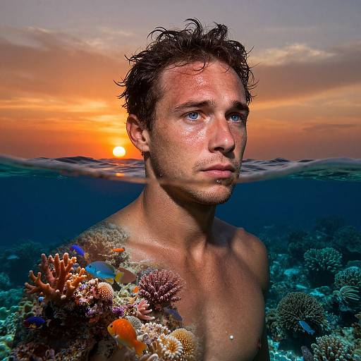 Double Exposure Pearl Diver Portrait