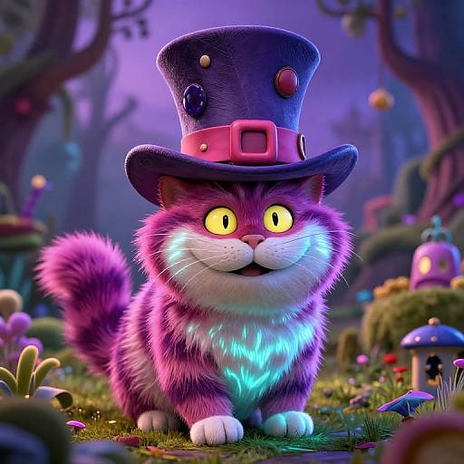 Neon Cheshire Cat in Wonderland