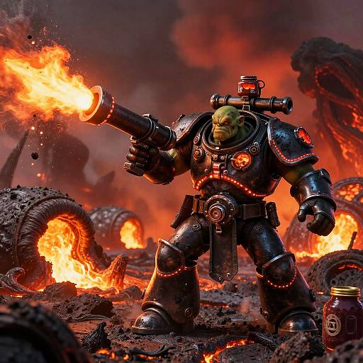 Ork Warlord Charging with Slag-Thrower