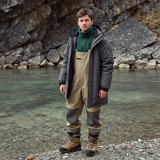 Man in Winter Gear by Rugged Cove