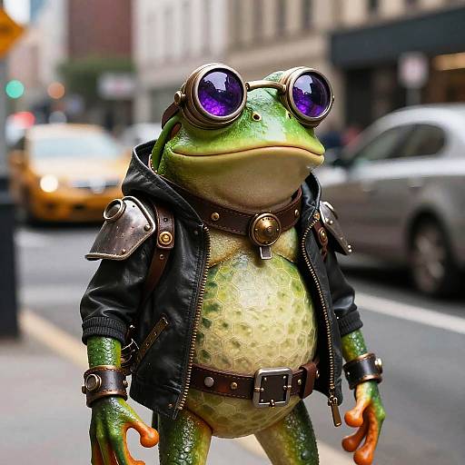 Steampunk Frog in Urban Setting