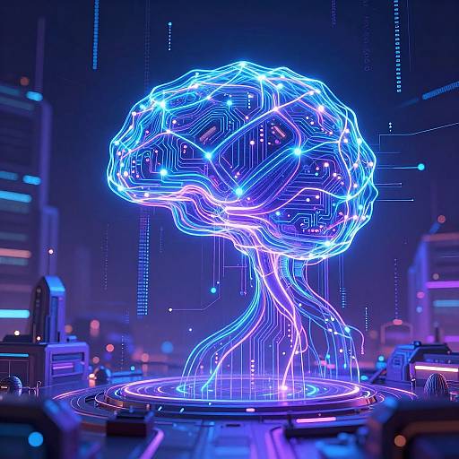 Futuristic Glowing AI Neural Network