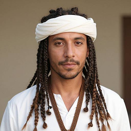 Man with Braids and White Scarf