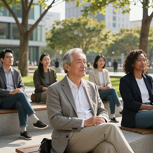 Mature Men Relaxing in Urban Park