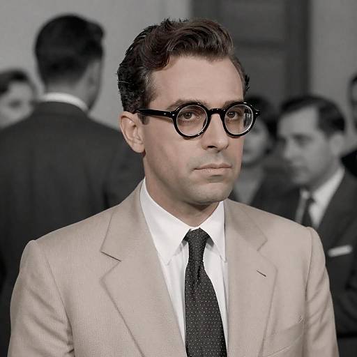Man in 1950s Style Suit with Round Glasses