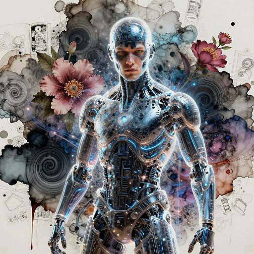 Futuristic Neon Android Comic Portrait