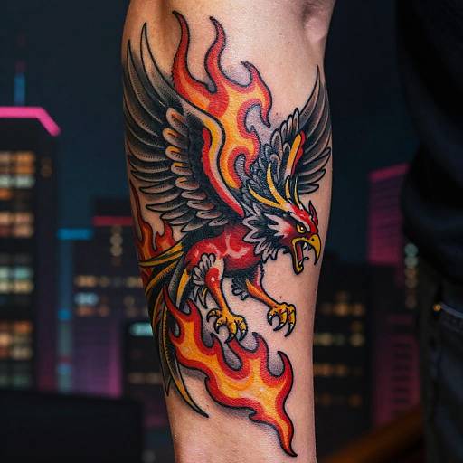 Roaring Phoenix Tattoo on Forearm