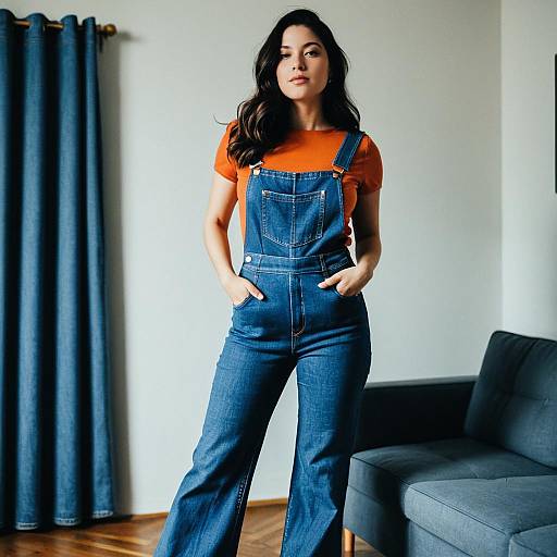 High Waisted Denim Jumpsuit Style