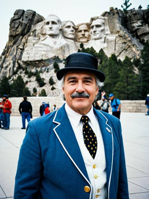 Man in Mount Rushmore Costume at Monument