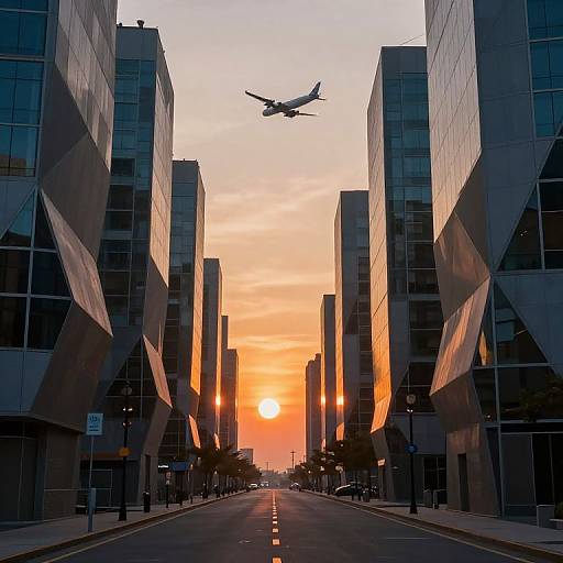 Futuristic Cityscape with Surreal Sunset