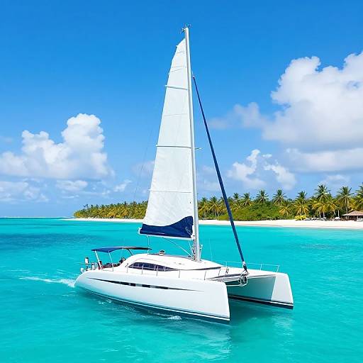 Modern Sailboat on Tropical Waters